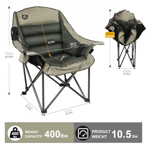 Folding Camping Chair, Heavy Duty Padded, with Cup Holder and Carry Bag J52614