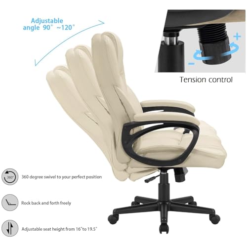 Office Executive Chair High Back Adjustable Swivel PU Leather with Lumbar Support I3854