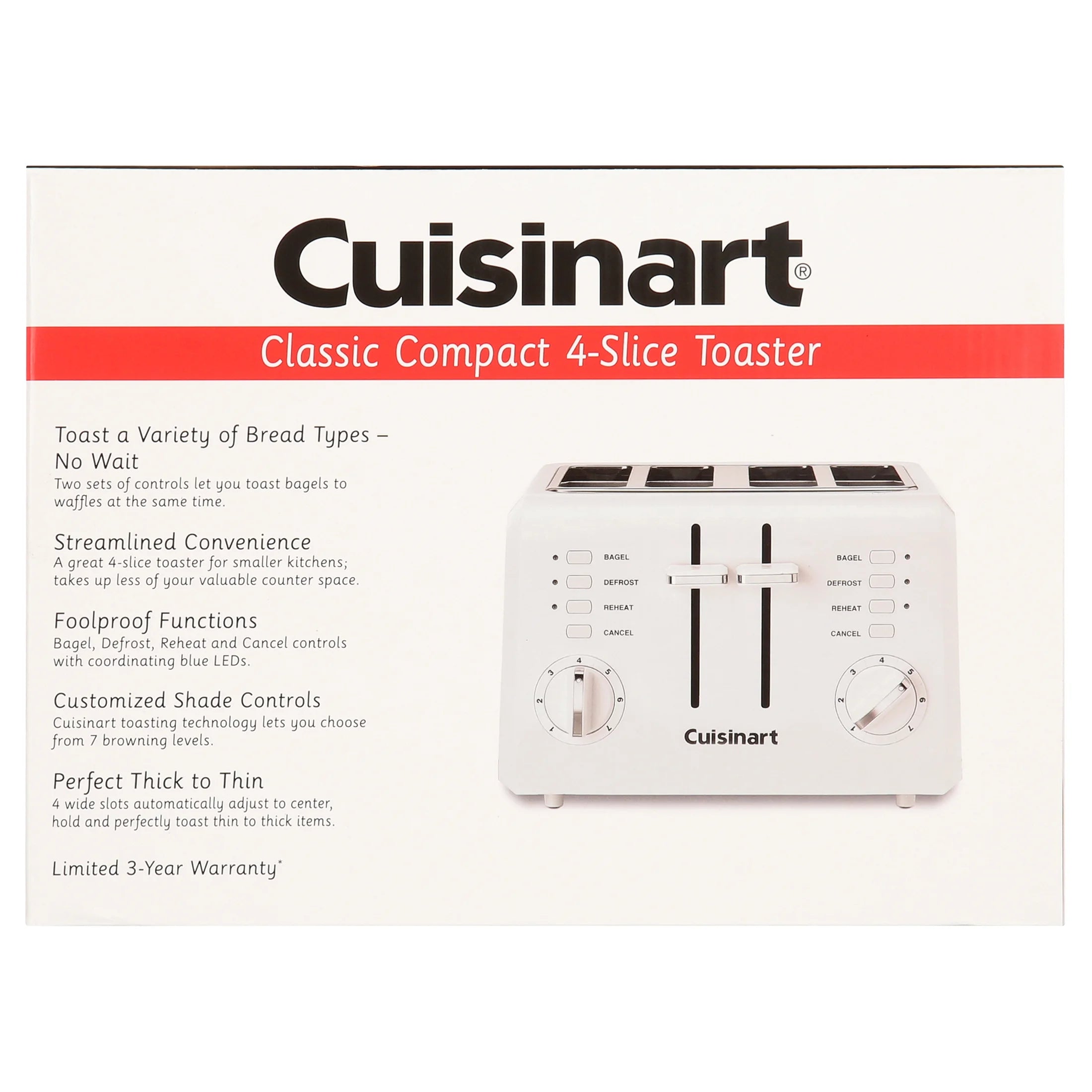 4 Slice Compact Plastic Toaster A14896