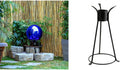Alpine 10" Blue Outdoor Glass Gazing Globe with Achla Designs 13 1/2" Black Iron Stand for Gardens