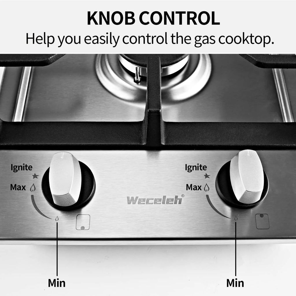 12" Dual Fuel 2 Burner Cooktop with Stainless Steel G3828