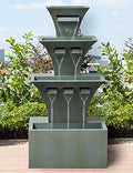 48" H Fountains Outdoor Indoor Tall Waterfall Fountain with LED Lights Large Modern Fountain for Garden,Patio,Backyard