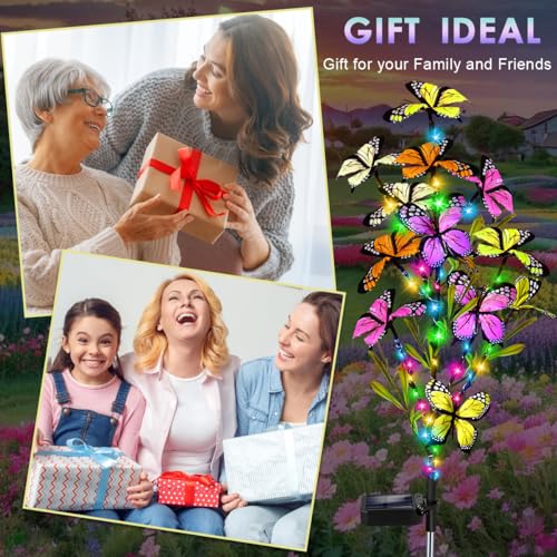Solar Butterfly Tree Lights Outdoor, 2 Pack for Garden Yard Patio E1526