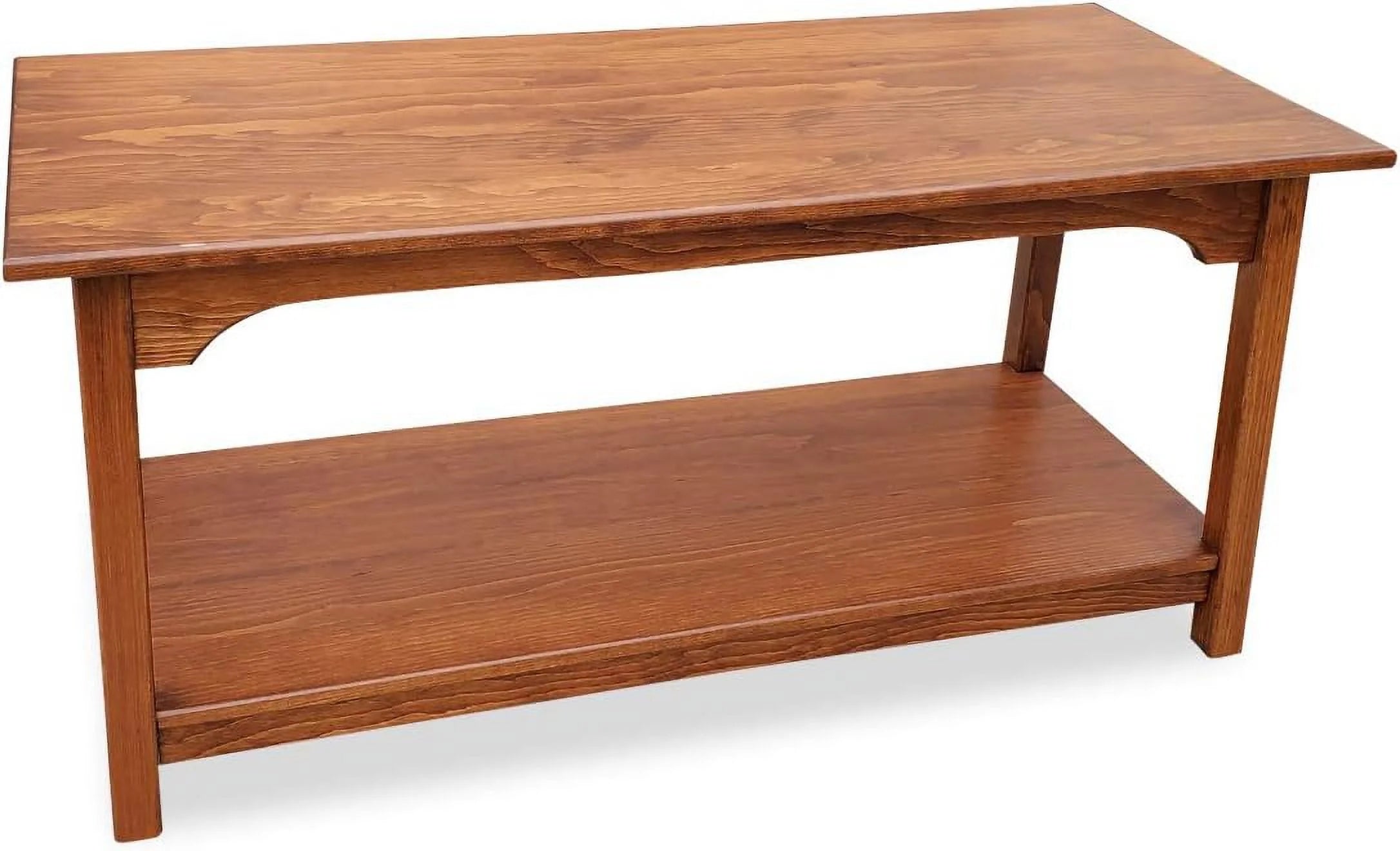 Rustic Wood Shaker Coffee Table Amish Furniture, 2 Tier Shelves Farmhouse Coffee Tables Made From Durable Real Wood, Coffee Tables For Living Room - 44" W X 20" D X 19" H, Cherry