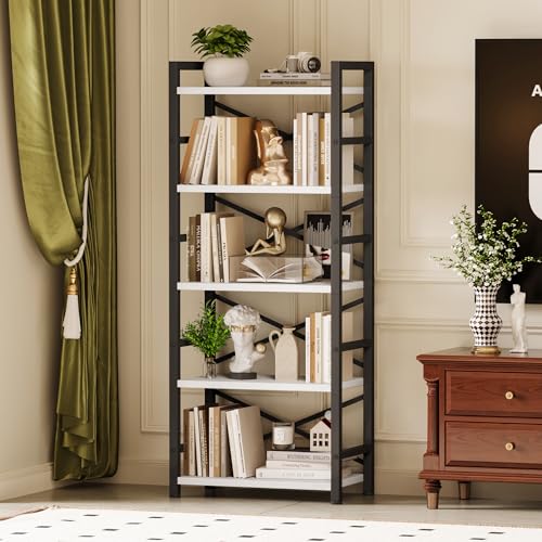 3 Tier Industrial Bookcase, Rustic Etagere Bookshelf for Living Room U5786