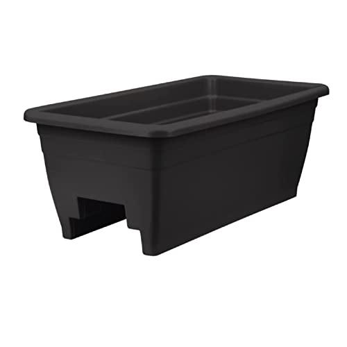 The HC Companies 24 Inch Deck Railing Planter Box - Decorative Lightweight Weatherproof Plastic Plant Pot for Outdoor Balcony, Porch, Garden, Fence, White