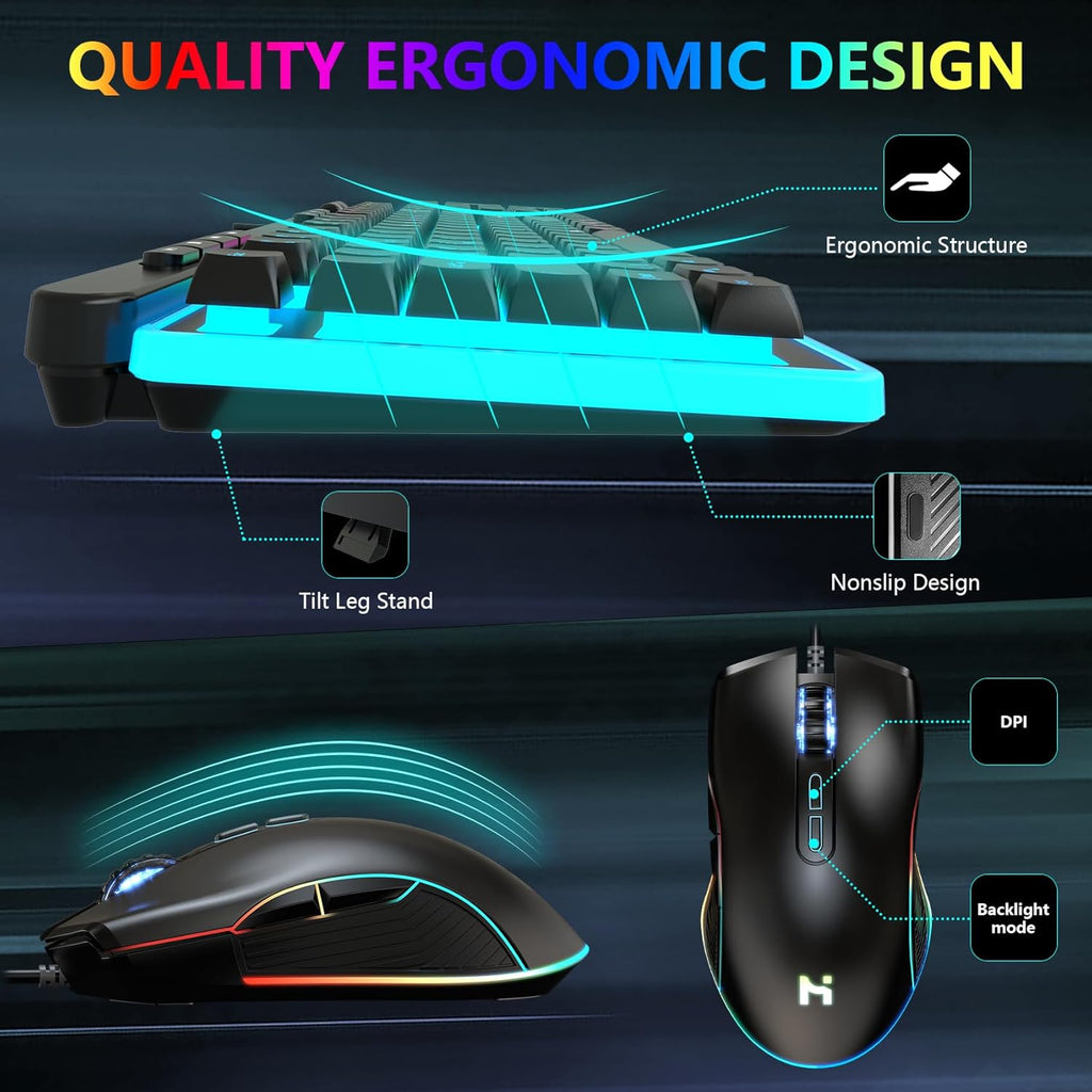 Gaming Keyboard and Mouse Combo, RGB Backlit, Anti Ghosting, Wired Q189