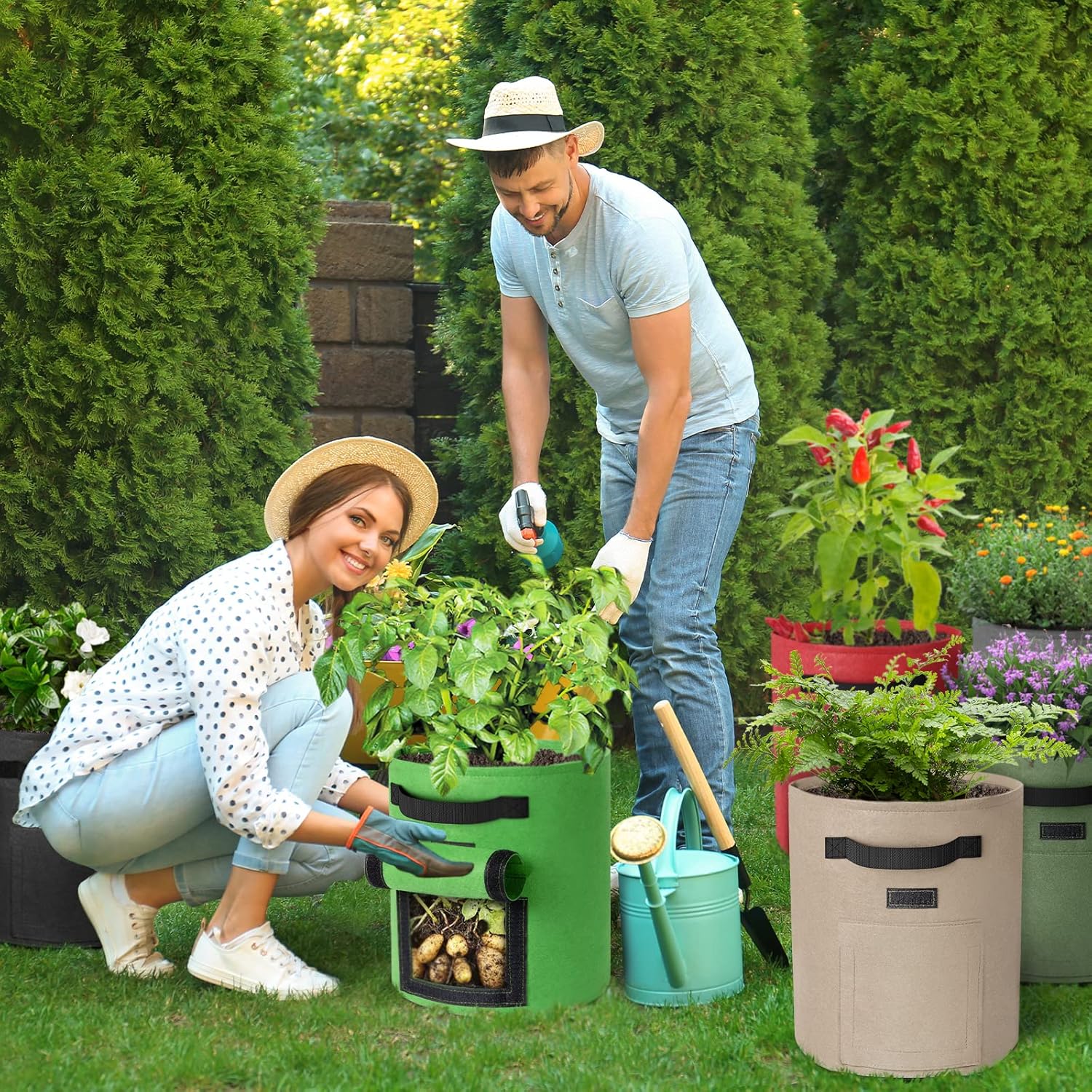 Potato Grow Bags 7 Gallon Fabric Pots with Handles H5486
