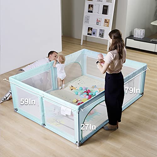 Extra Large Baby Playpen with Window Gates, Indoor Safety Activity Center Q865
