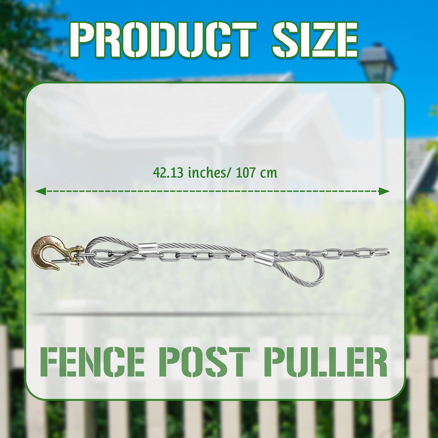 Heavy Duty Fence Post Puller Tool with Chain and Slip Hook, 42 Inches L44684