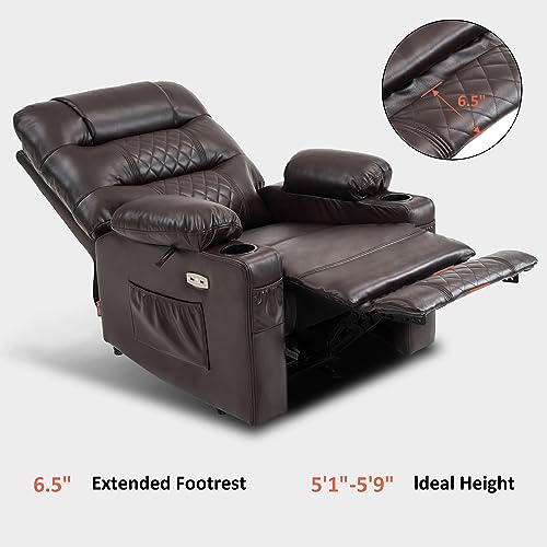 Zero Gravity Power Recliner Chair with Heat and Vibration Massage, USB Ports, Cup Holders, Faux Leather G3748