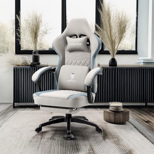 Gaming Chair with Breathable Fabric, Pocket Spring Cushion and Footrest H620