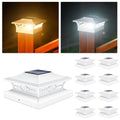 VOLISUN Solar Post Cap Lights: 4 - Pack Outdoor Post Light for White/Black 4x4 Vinyl Fence Deck - Dock 4x4/6x6 Wooden Post 2 Color Modes Waterproof Warm White