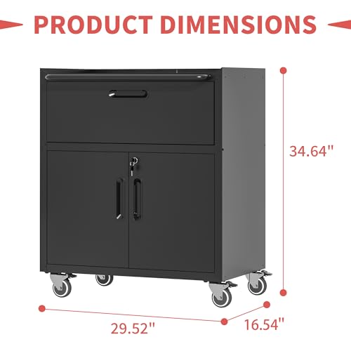 Rolling Tool Storage Cabinet with 4 Drawer and Locking Door U282375