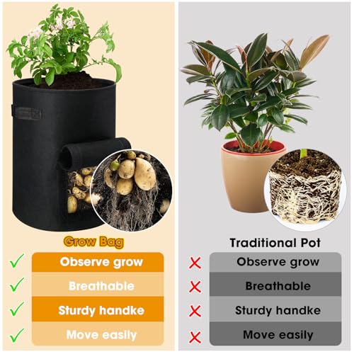 Potato Grow Bags 10 Gallon with Handles and Harvest Window T83370