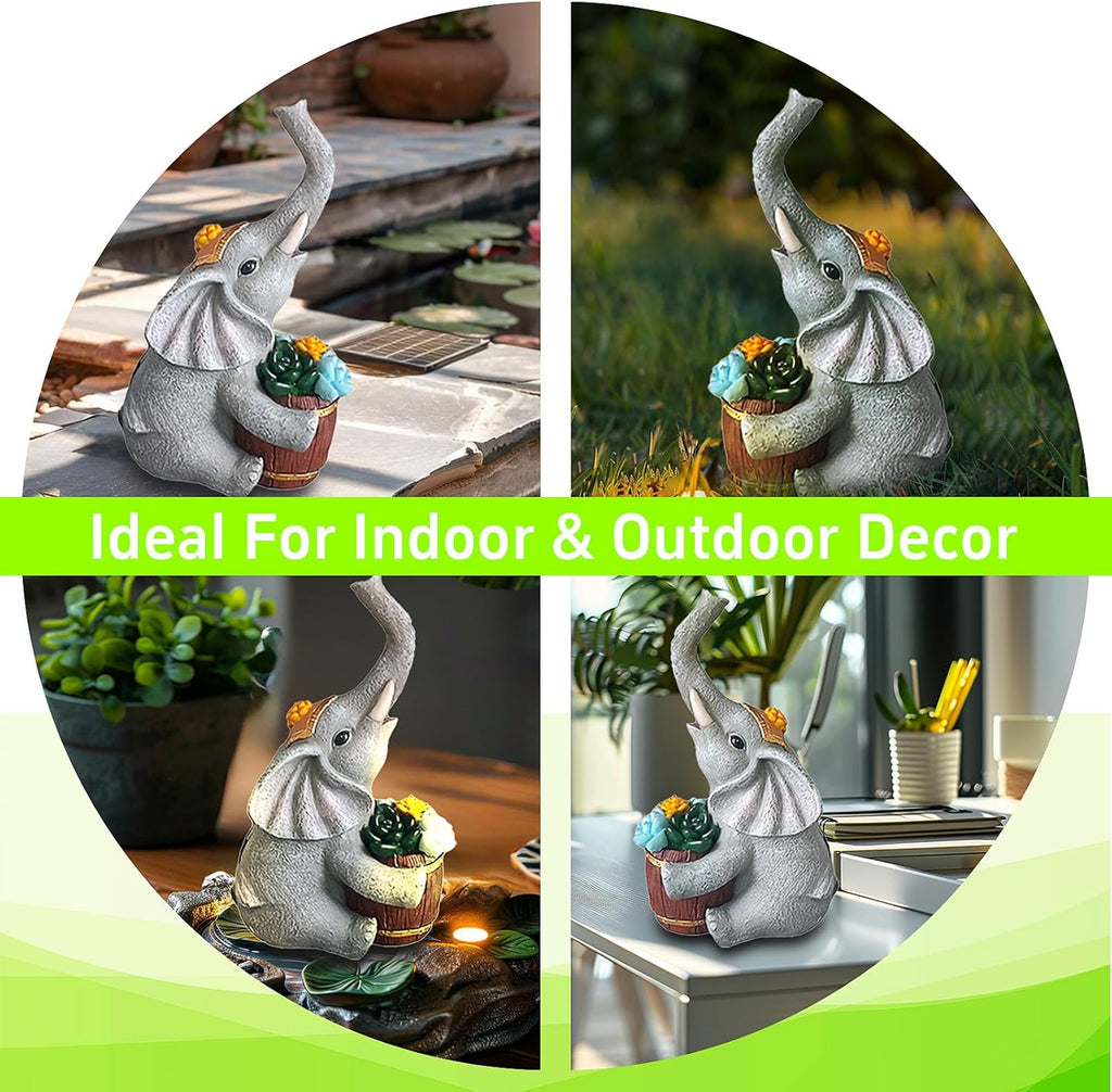 Solar Elephant Garden Statue Light for Outdoor Patio Decor F798229
