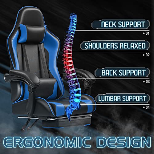 Gaming Chair with Footrest and Massage Lumbar Support J131131