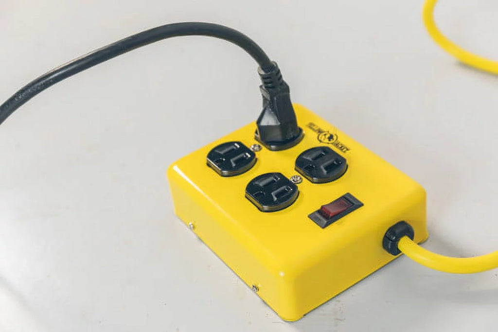Metal Power Supply Adapter Block with 4 Outlets and Lighted Switch F49864