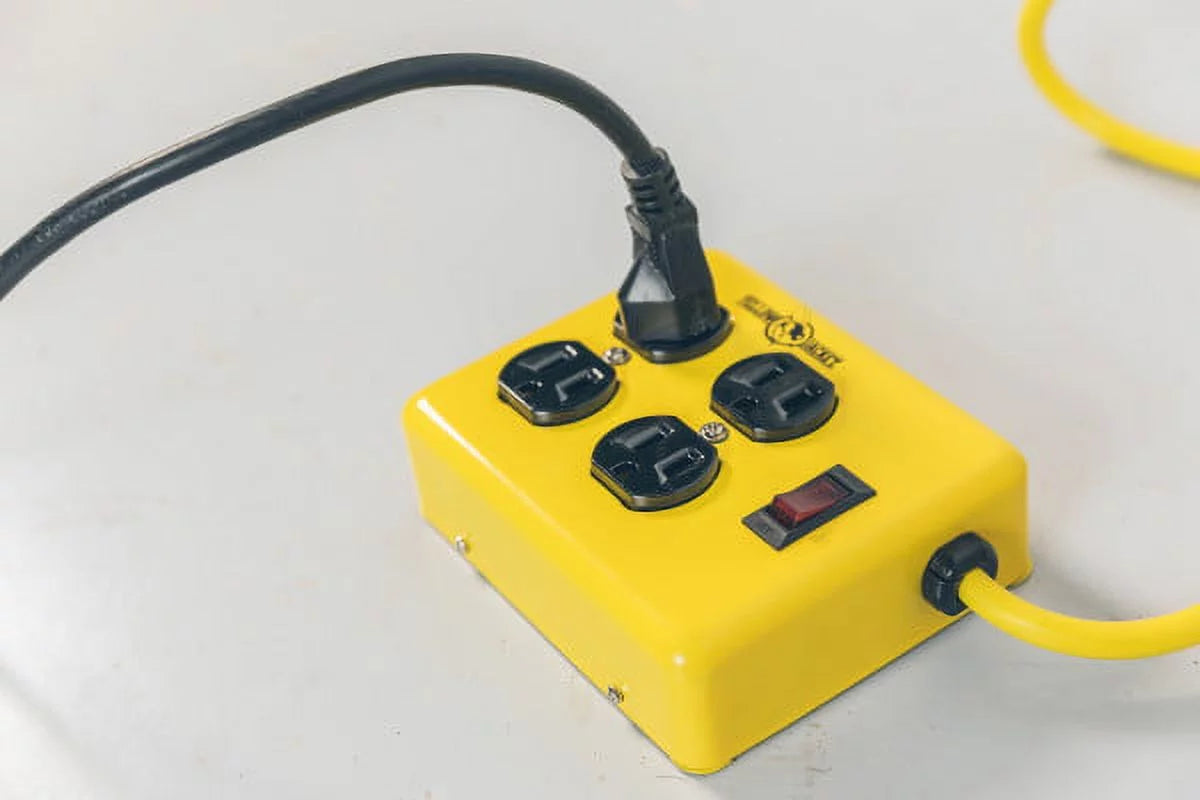 Metal Power Supply Adapter Block with 4 Outlets and Lighted Switch F49864