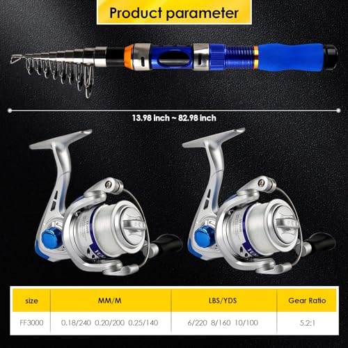 Telescopic Fishing Rod and Reel Combo with Carry Bag U110