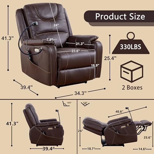 Zero Gravity Electric Recliner with Heat and Massage, Phone Holder, USB Port T74234