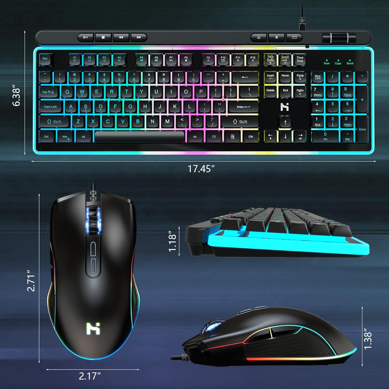 Gaming Keyboard and Mouse Combo, RGB Backlit, Anti Ghosting, Wired Q189