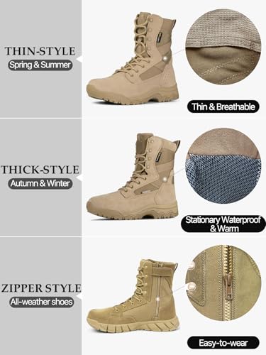 Men's Tactical Boots 8 Inches Lightweight Suede Leather Military Work Boot J951812