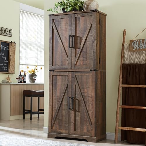 Farmhouse Storage Cabinet with Barn Doors and Adjustable Shelves X3170