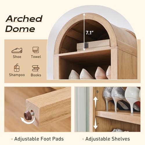 Arched Bookshelf, 7-Tier Bookcase with Adjustable Shelves A456