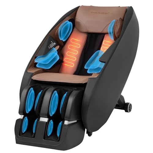 FDW Shiatsu Massage Chairs Full Body and Recliner Zero Gravity Massage Chair Electric with Built-in Heart Foot Roller Air Massage Easy to Move for Home Office,Black