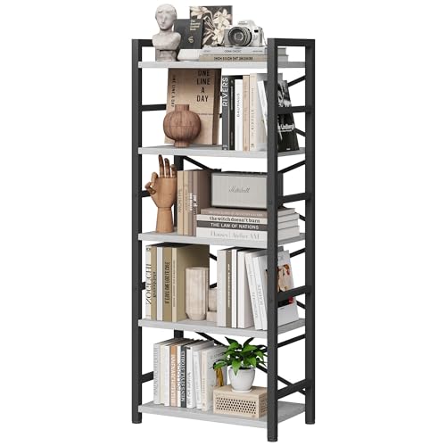 3 Tier Industrial Bookcase, Rustic Etagere Bookshelf for Living Room U5786