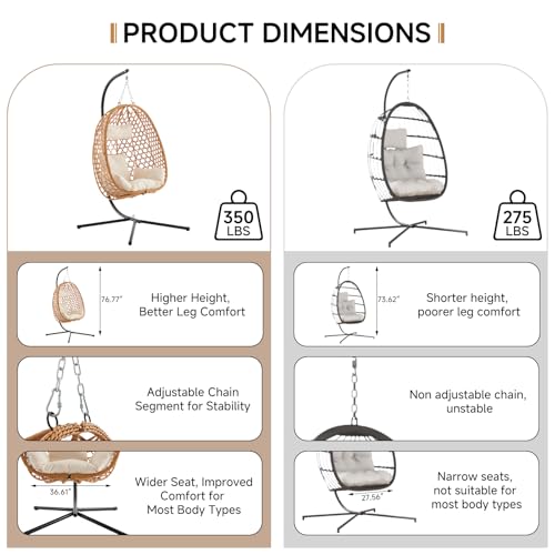 Outdoor Hanging Egg Chair with Stand and Cushion U91081