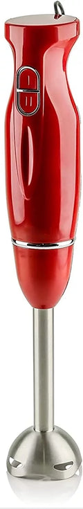 Electric Immersion Hand Blender 300 Watt 2 Mixing Speed with Stainless Steel Blades, Powerful Portable Easy Control Grip Stick Mixer Perfect for Smoothies, Puree Baby Food & Soup, Red HS560R