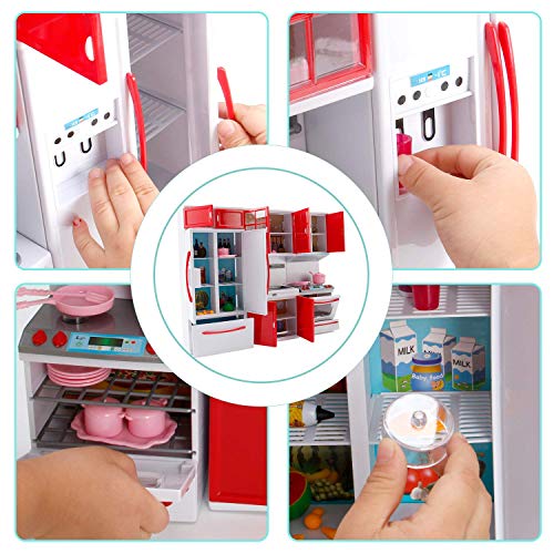 Modern Kitchen Mini Toy Playset with Lights and Sounds for 12 Inch Dolls R1427