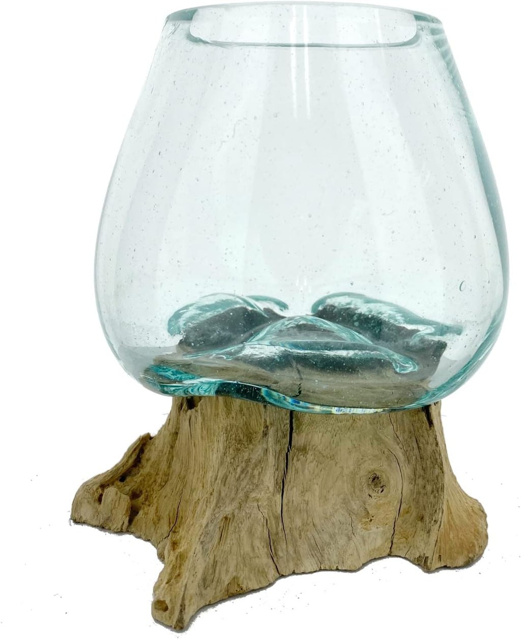 Melted Glass Bowl Terrarium Planter with Driftwood, 7-8" C57512