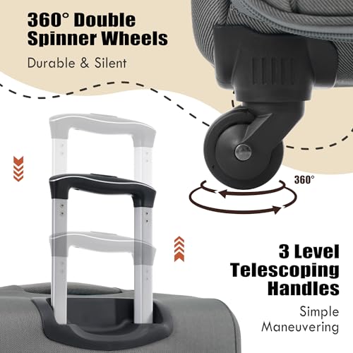 Softside 3-Piece Expandable Luggage Set with TSA Lock Spinner Wheels S375