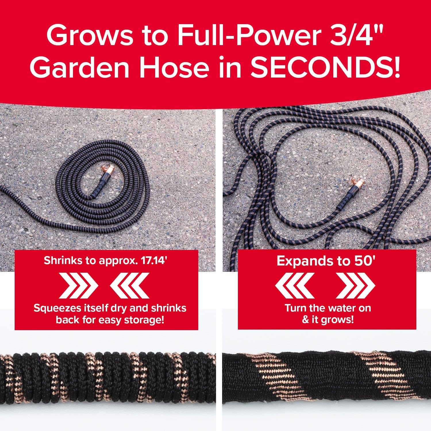 Expandable Garden Hose 50ft with Spray Nozzle Z4624