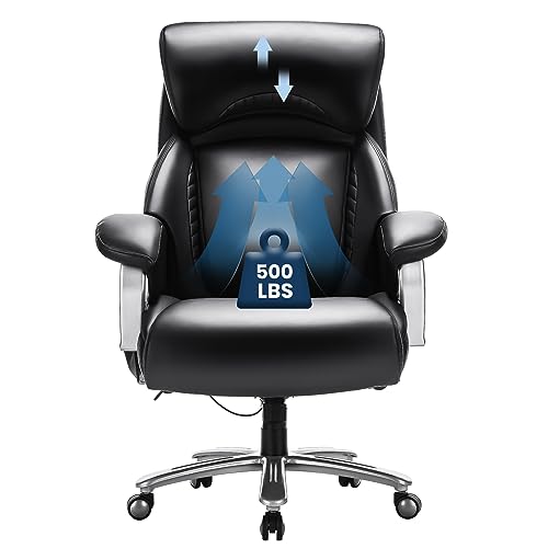 Big and Tall Office Chair Heavy Duty Leather Executive Desk Chair with Wide Seat and Adjustable Headrest R315