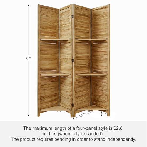 Folding Room Divider with Shelves, 6 Panels, Brown D785582