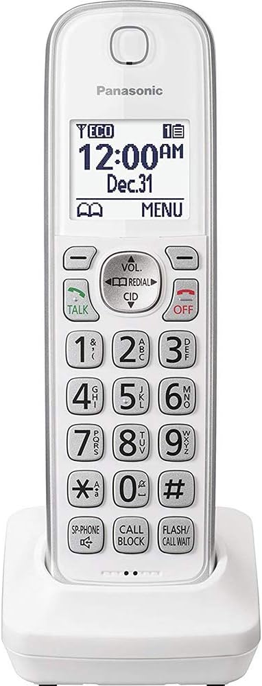 PANASONIC Additional Cordless Phone Handset for use with KX-TGD53x Series Cordless Phone Systems - KX-TGDA50W1 (White)