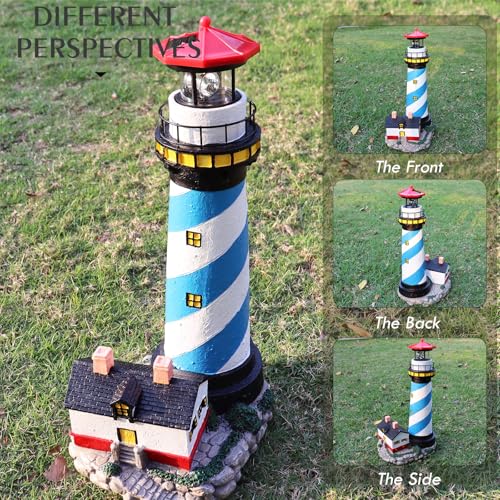Solar Lighthouse with Rotating Beacon for Outdoor Garden Decor A48617