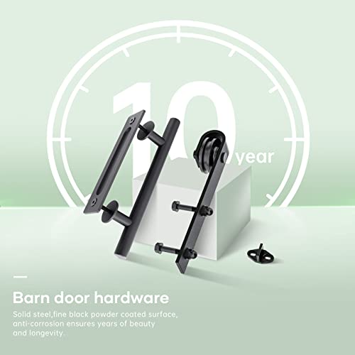 Double 18 x 84 inch Glass Barn Door with Hardware Kit & Handle Included, 3-Panel Frosted Glass, Need Assembly S404