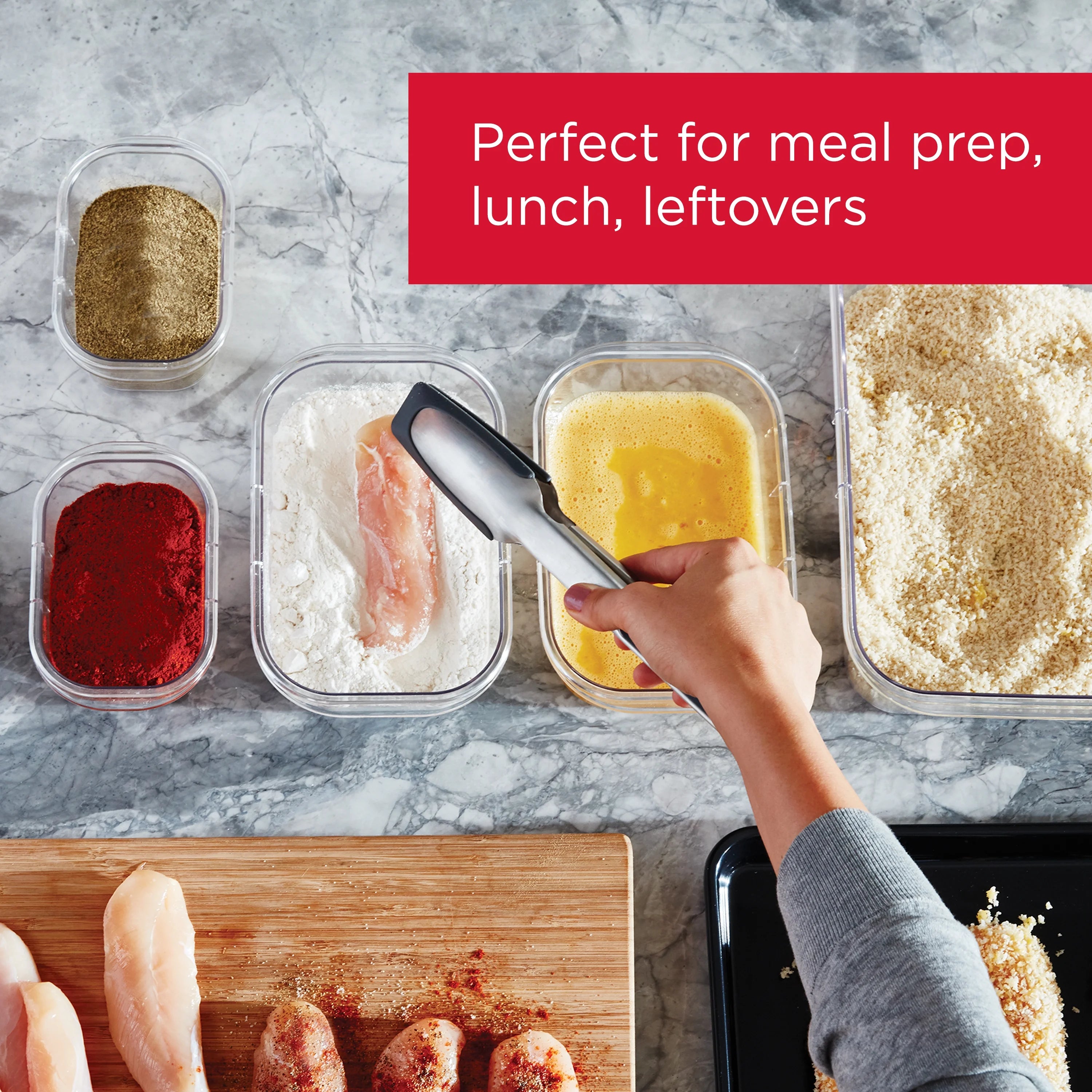 Clear Food Storage Containers, Set of 5 D98569
