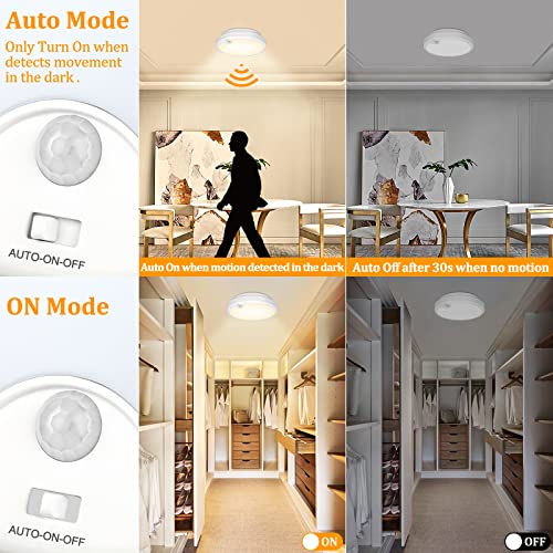 Motion Sensor LED Ceiling Lights 2-Pack, Wireless Battery Powered for Closet Pantry Laundry H36025