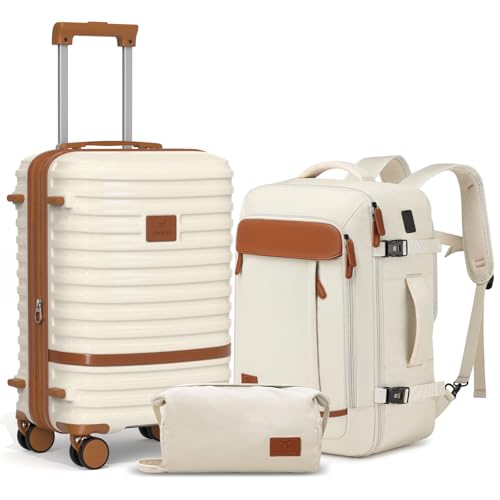 Expandable Carry-On Luggage Set, Lightweight Hard Shell 20 Inch with Spinner Wheels M12570