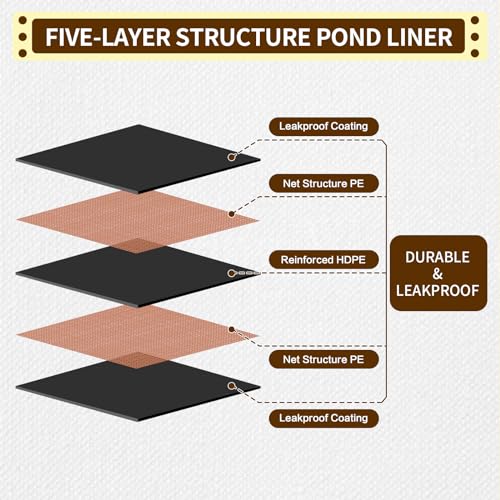 25x25ft reinforced PE pond liner for outdoor fish and garden ponds Y281