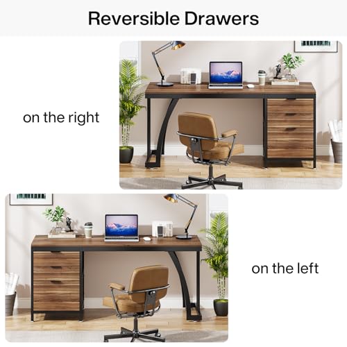 Computer Desk with 3 Drawers, 59-Inch Study Writing Table for Home Office E234