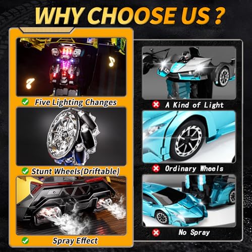 Transform RC Car with Gesture Sensing, Deformation Robot Toy for Kids U8510