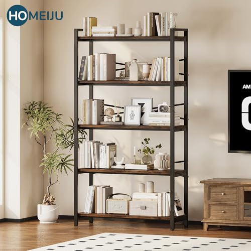 3 Tier Industrial Bookcase, Rustic Etagere Bookshelf for Living Room U5786