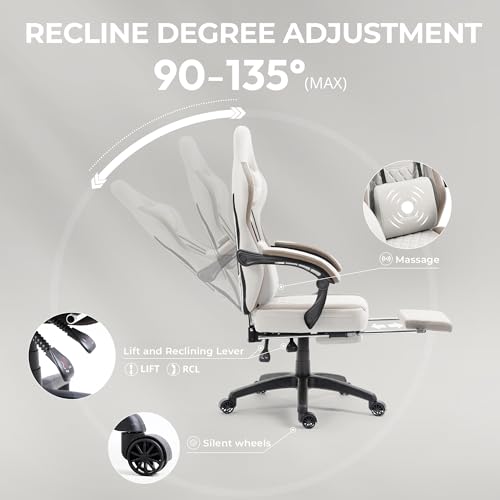 Gaming Chair with Breathable Fabric, Pocket Spring Cushion and Footrest H620